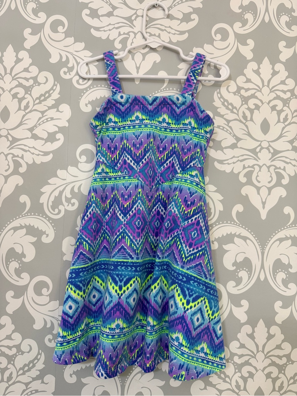 💫4/$25 • Justice Vibrant Geometric Sundress in Purple & Blue